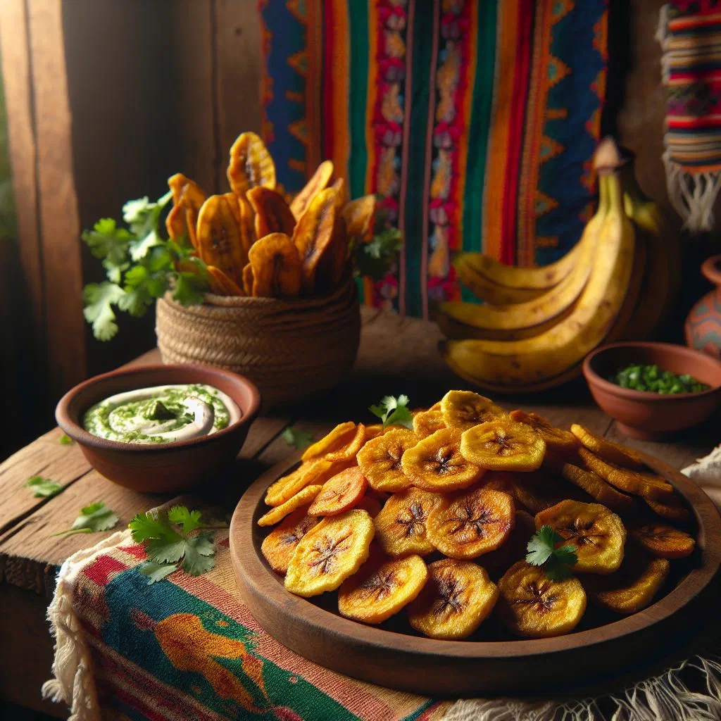 Crispy golden fried green plantain slices sprinkled with salt