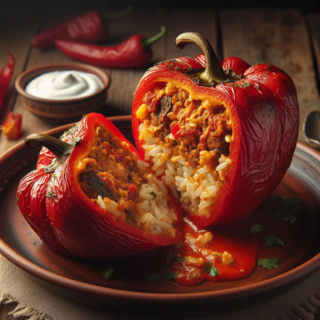 Costa Rican pimiento relleno stuffed peppers baked with melted cheese