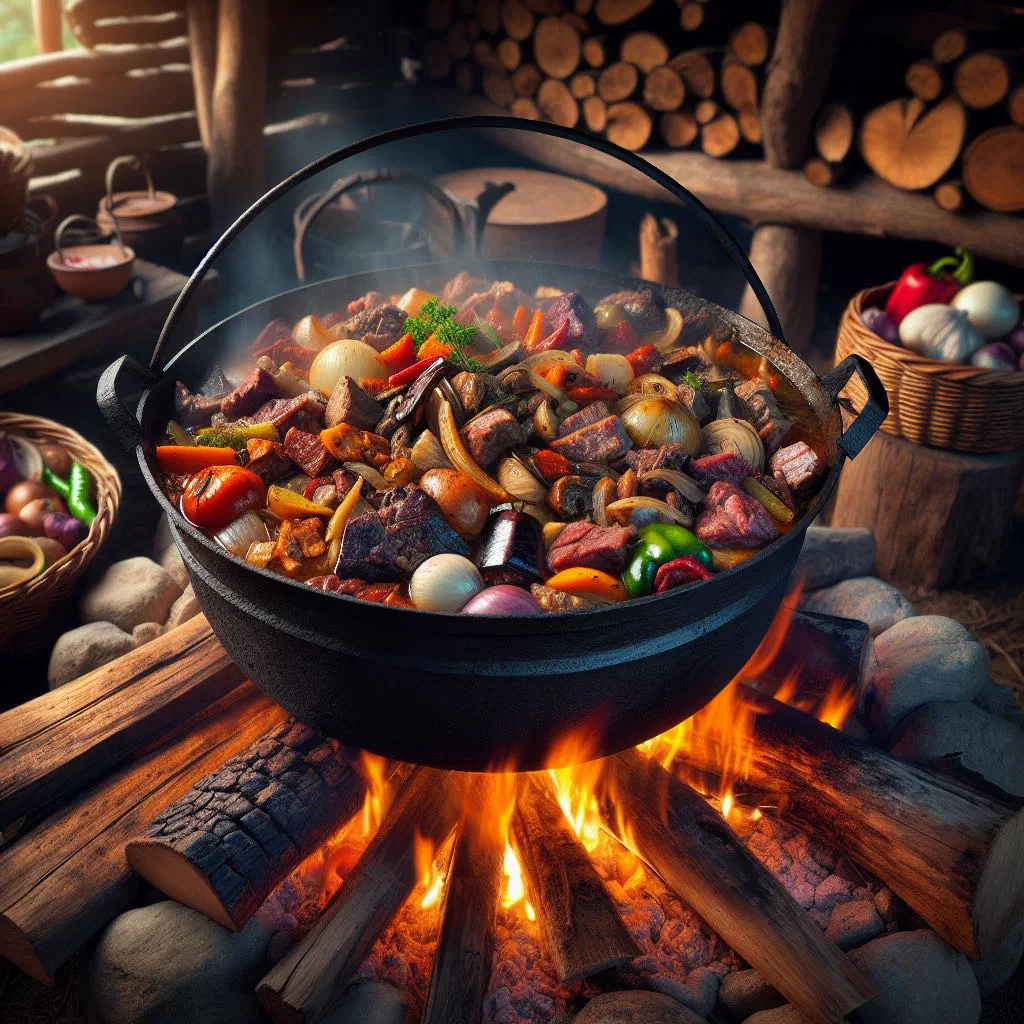 Mućkalica meat and vegetable stew garnished with fresh parsley