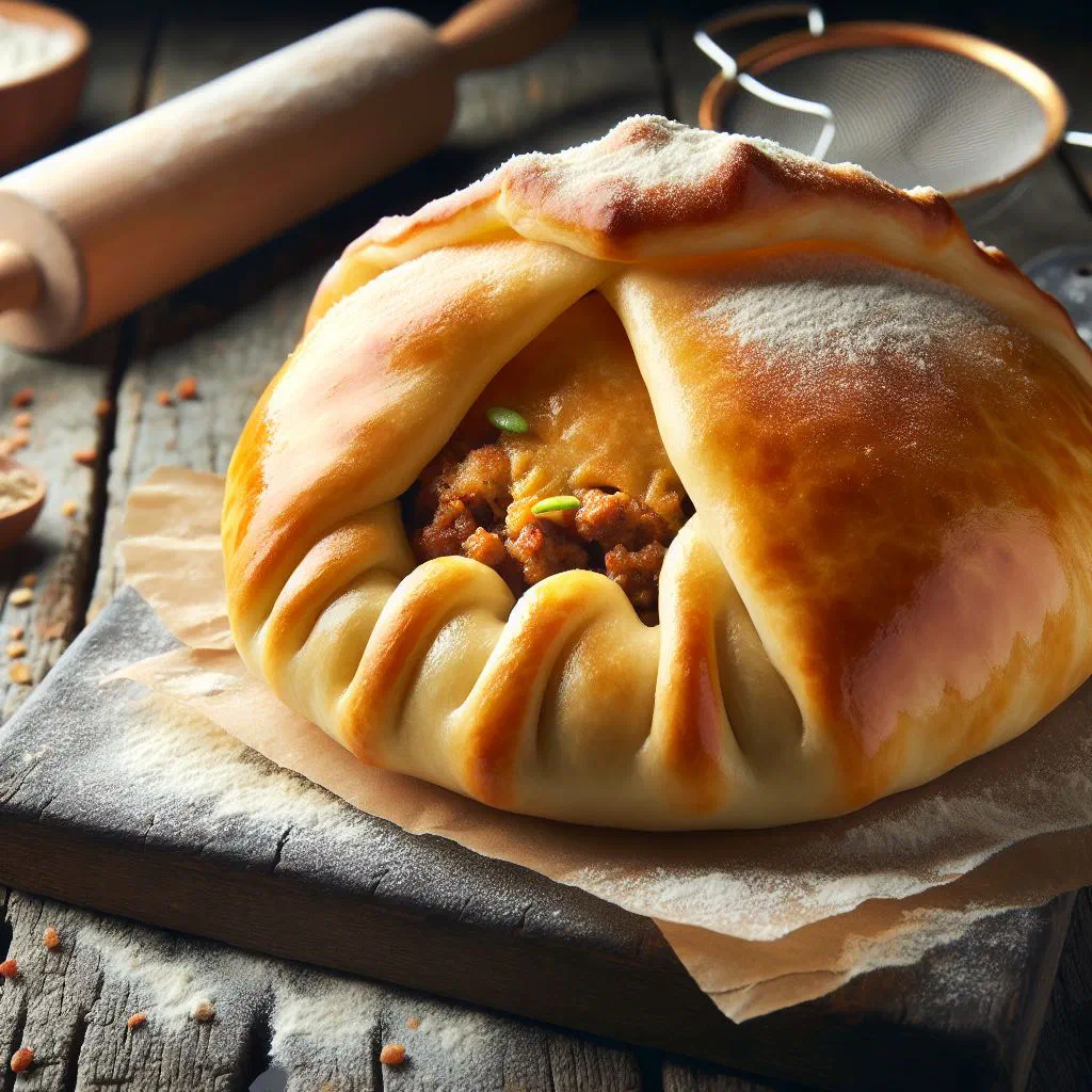 Golden fried Croatian piroške pastries with a savoury filling