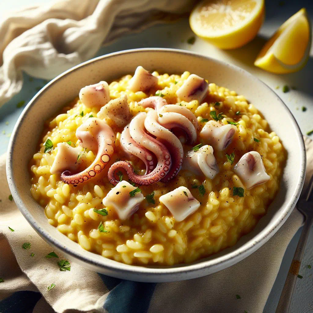 Creamy Croatian squid risotto garnished with fresh parsley
