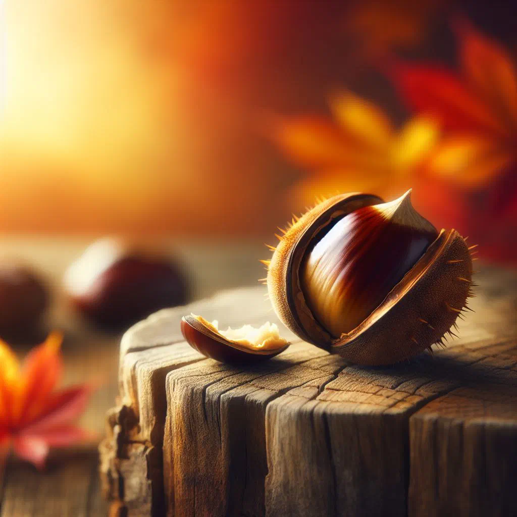 Roasted chestnuts with split shells in a rustic bowl