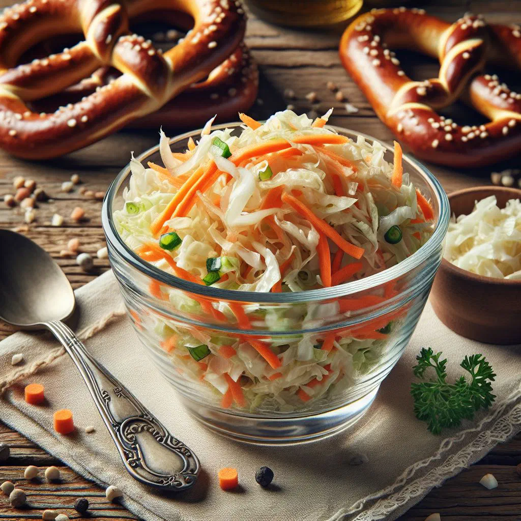 Croatian sauerkraut salad with carrot, onion and fresh parsley