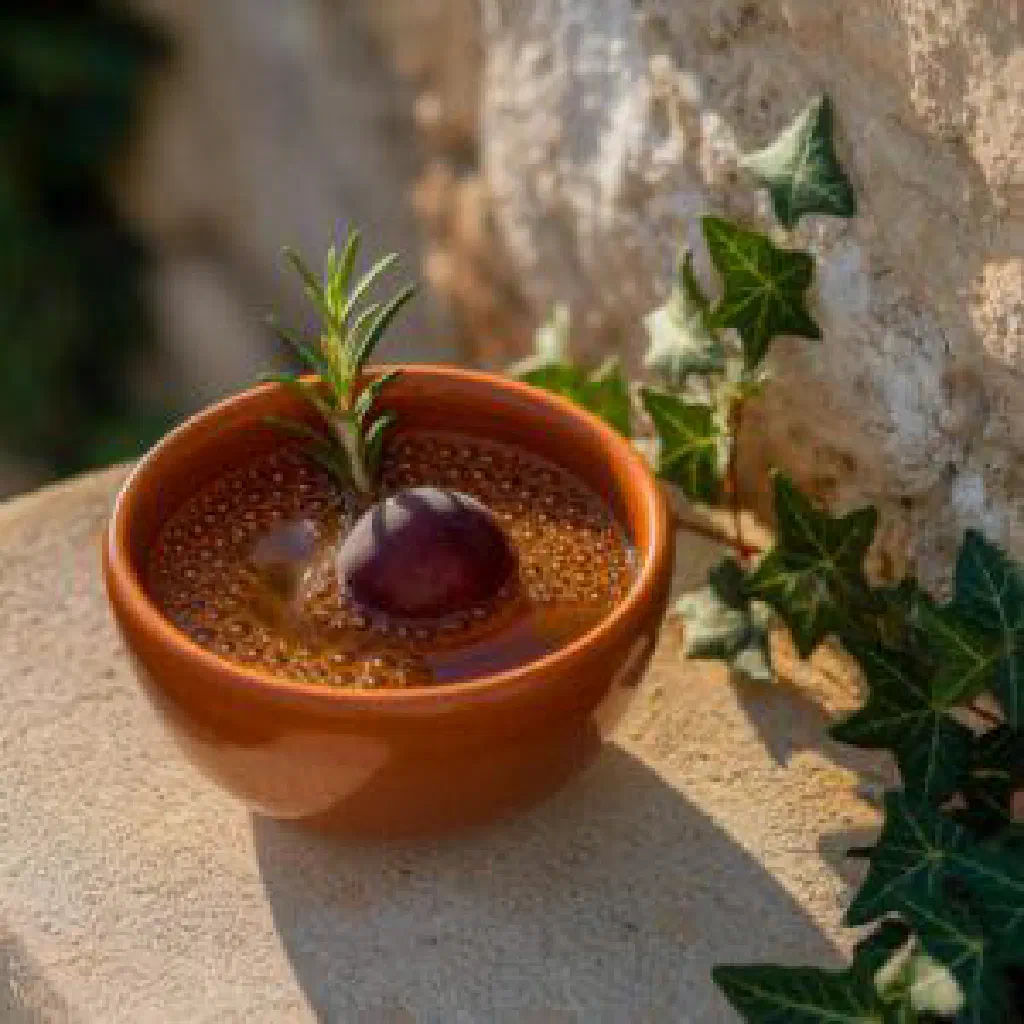 A glass of fresh pomegranate juice garnished with mint and ice