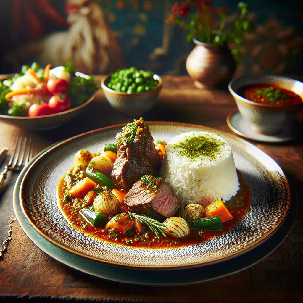 Tender Croatian lamb dish garnished with fresh herbs