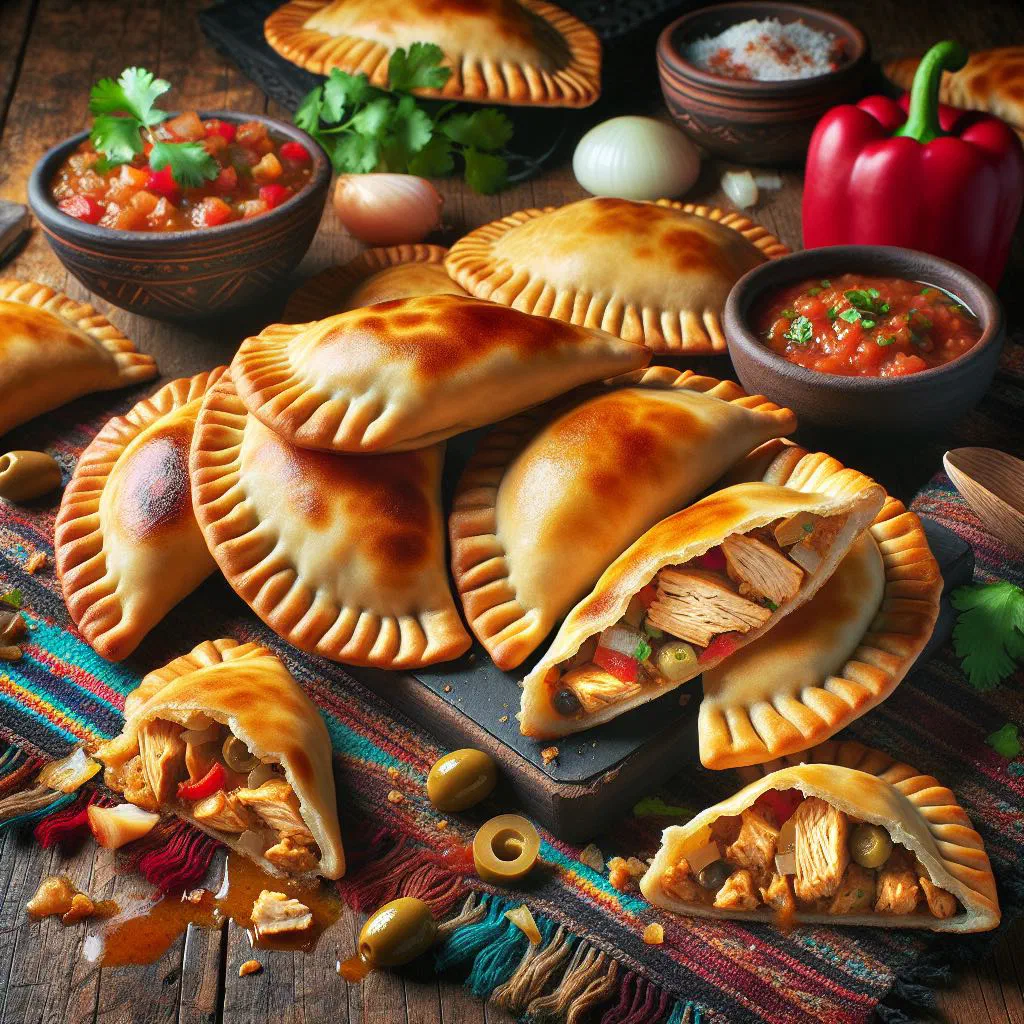 Golden baked chicken empanadas with a crisp pastry crust