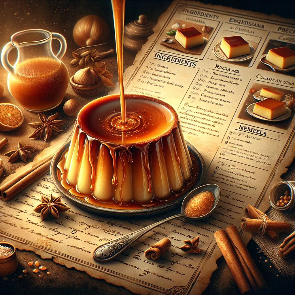 Cuban flan with a glossy caramel topping on a plate