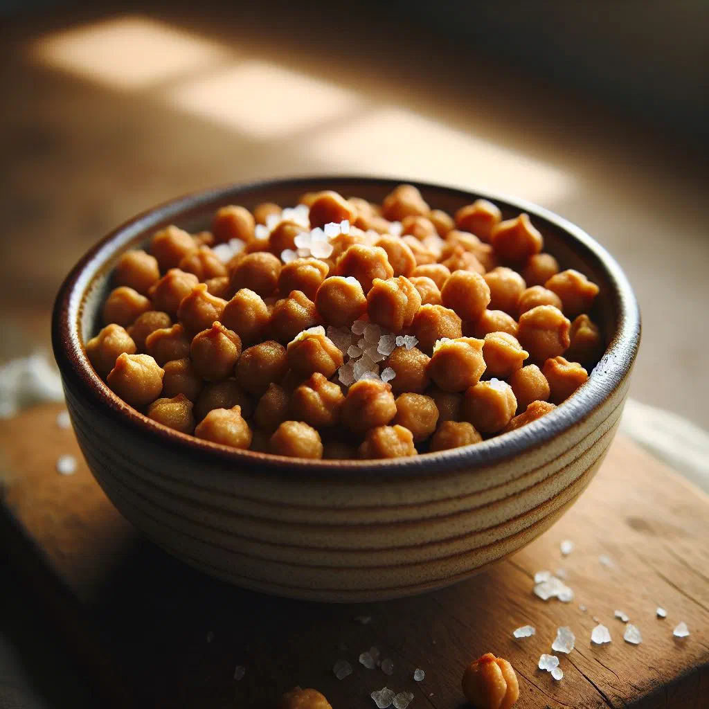 Crispy fried chickpeas garnished with fresh parsley in a bowl