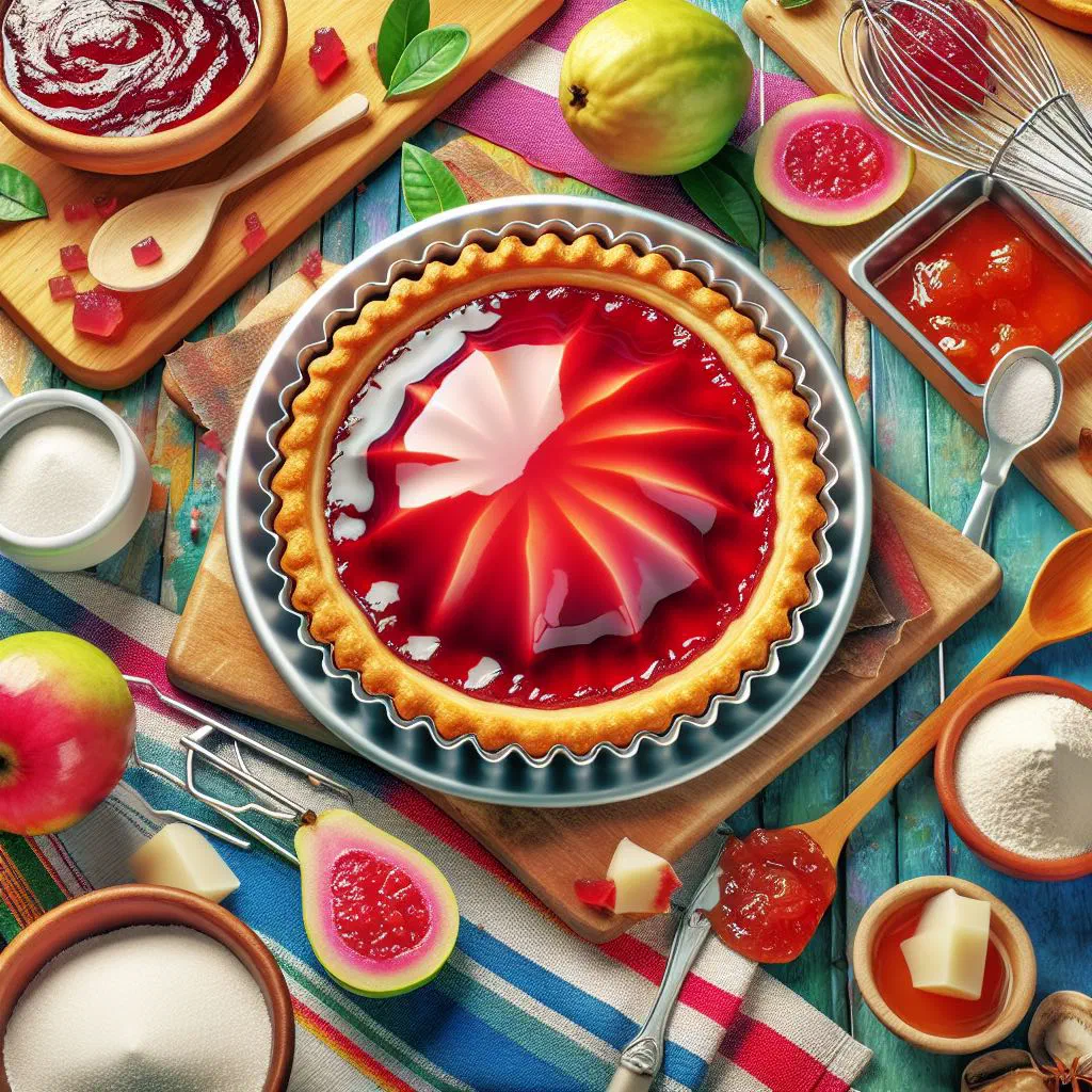Cuban guava tart with a golden crumbly crust and sweet guava filling
