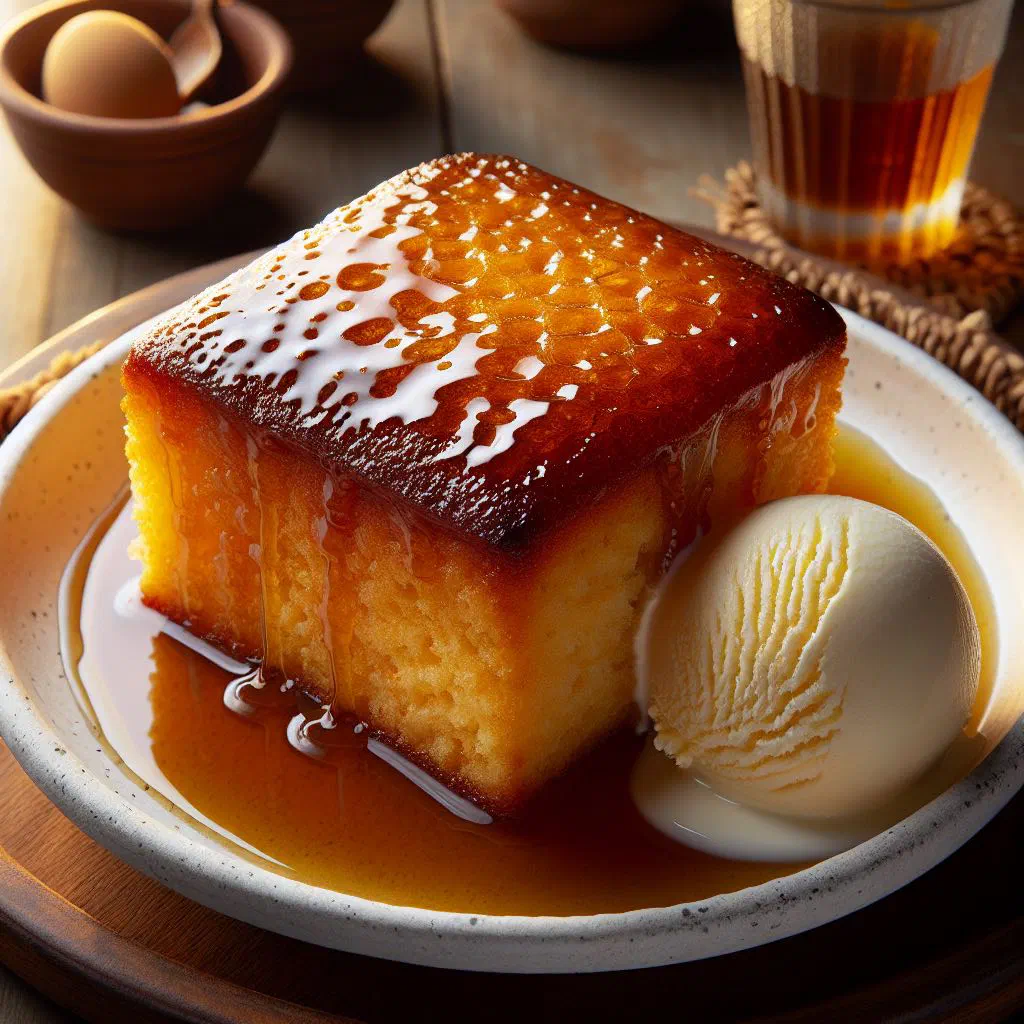 Slice of rum-soaked Cuban sponge cake with a light cream filling