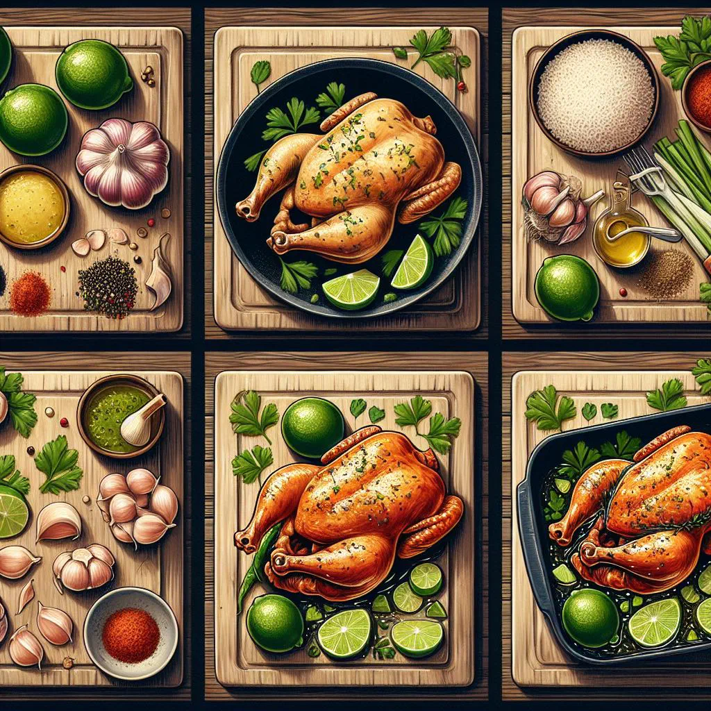 Golden roast chicken with citrus and fresh herbs, Cuban style