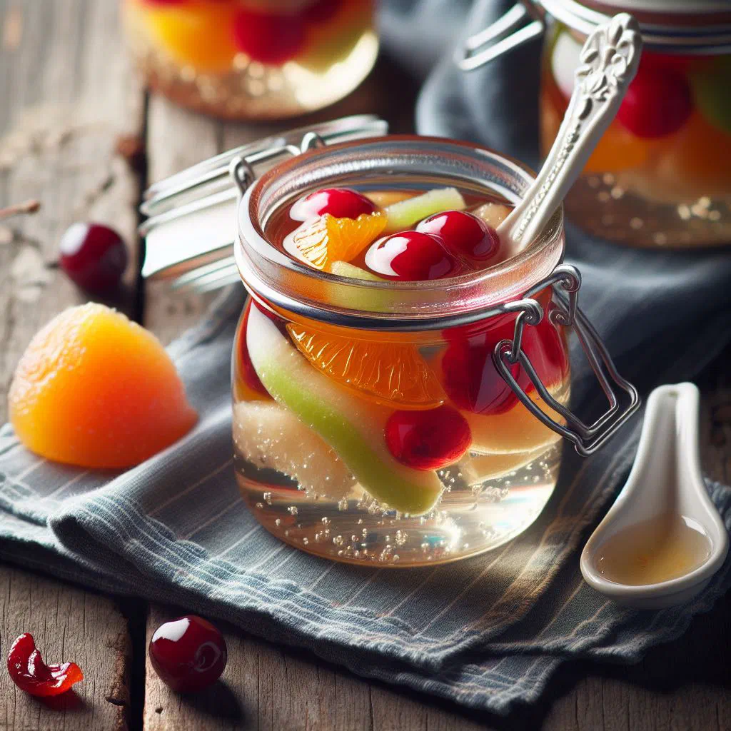 Glyko tou koutaliou spoon sweets in syrup served on a small dish