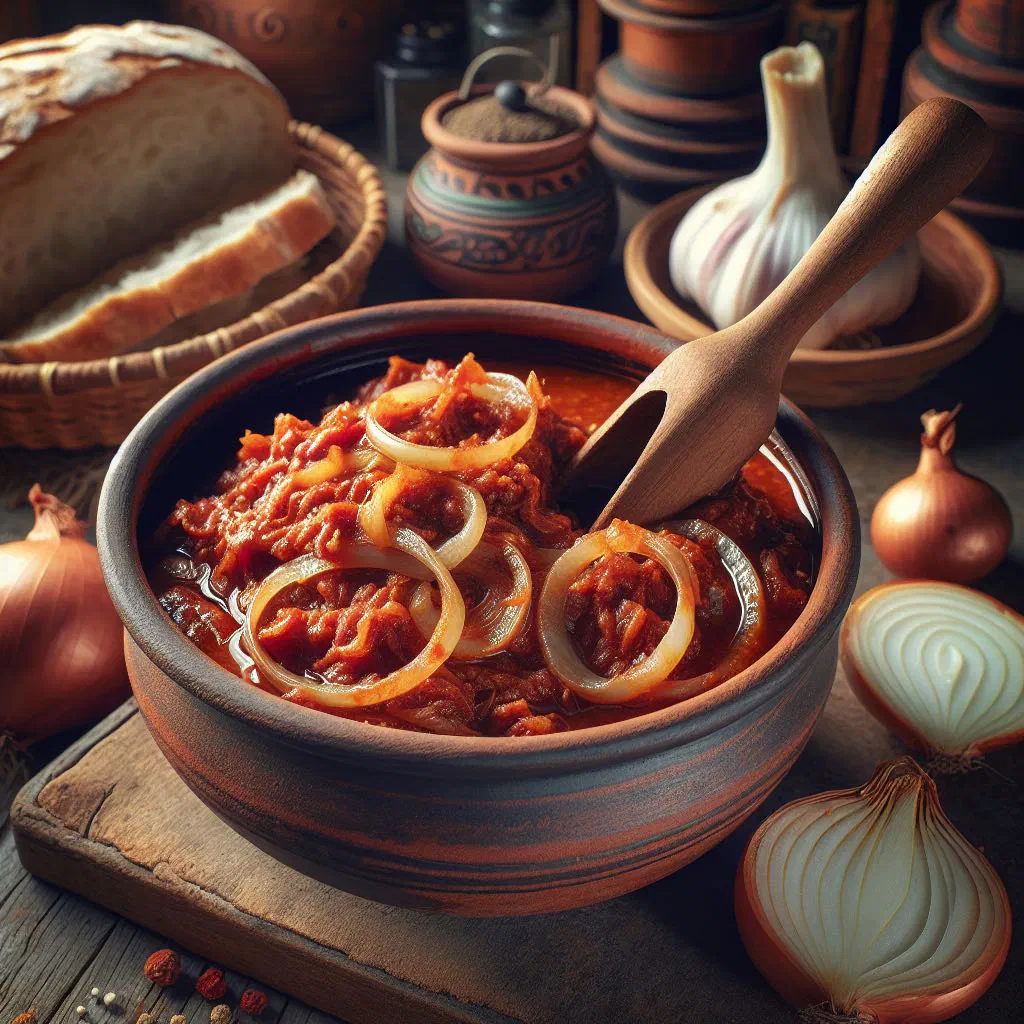 Bowl of Cypriot manestra garnished with fresh parsley