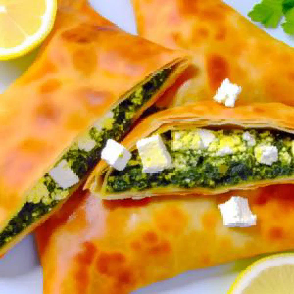 Golden, crisp spanakopita filled with spinach and feta