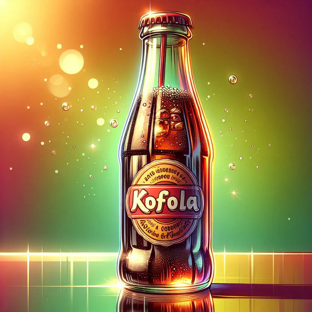 Glass of dark Kofola soft drink over ice with a mint sprig