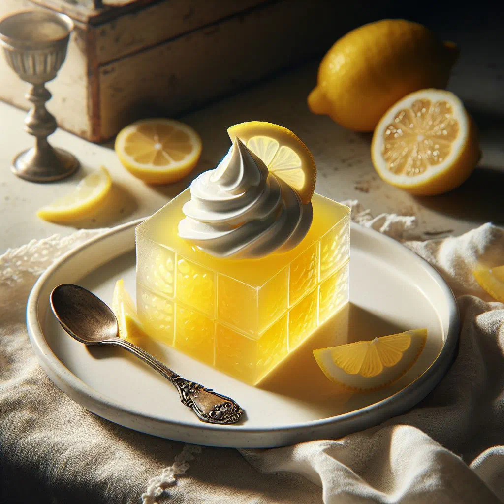 Airy Danish lemon mousse in glasses topped with cream and berries