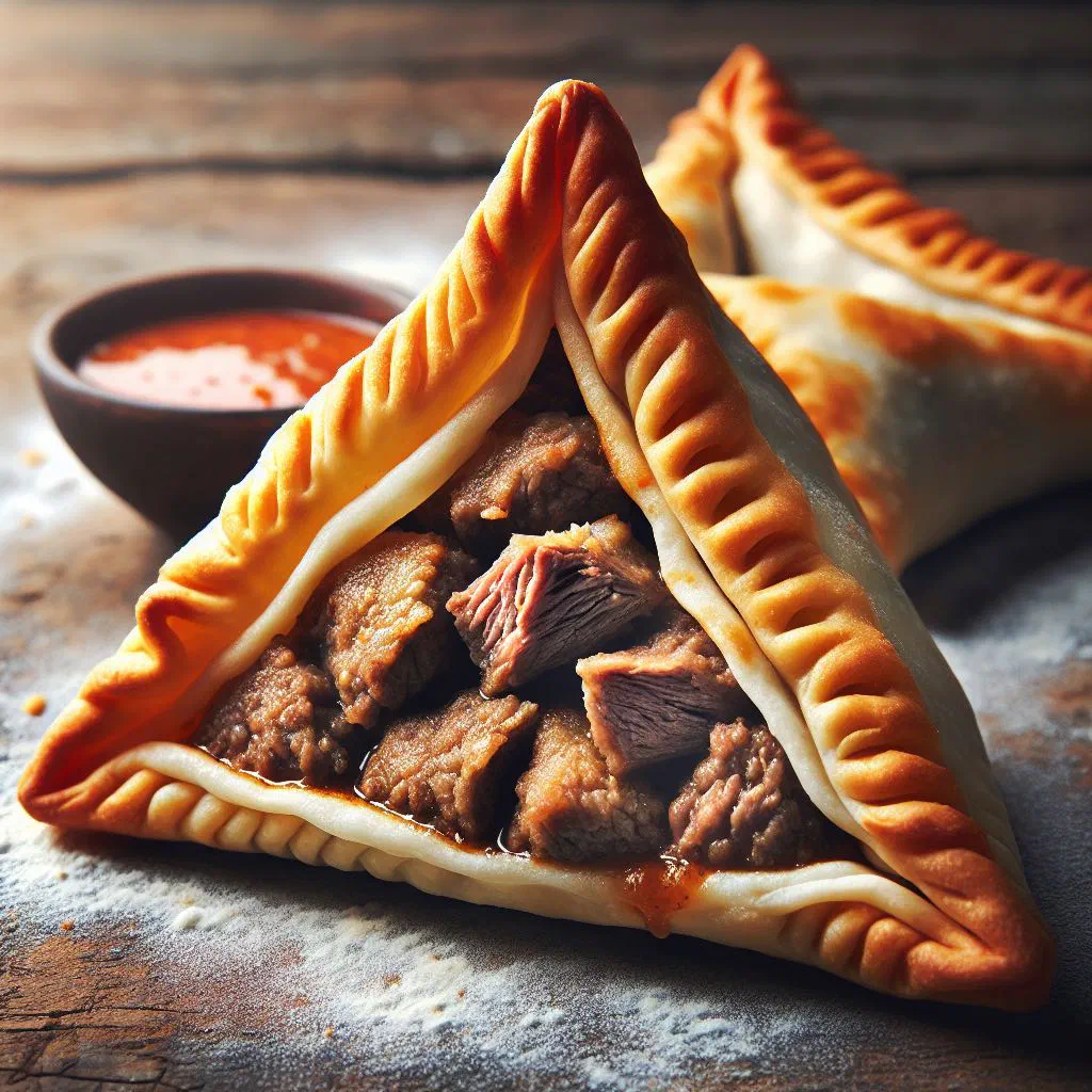 Golden fried sambusa parcels filled with spiced lamb