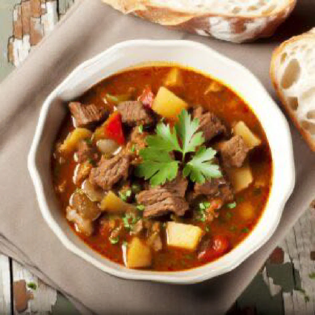 Tamis, a spiced Djiboutian meat stew served with fresh flatbread