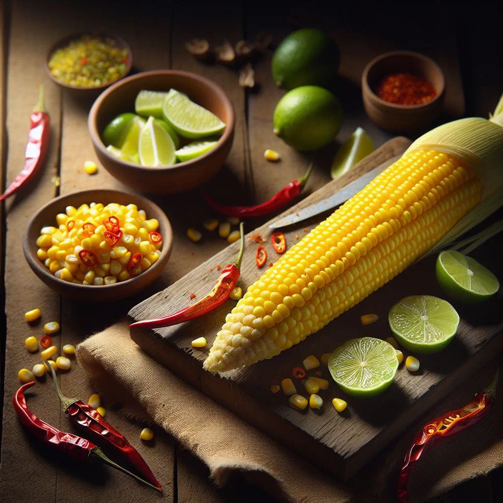 Golden sweetcorn tossed with chilli and lime, garnished with fresh coriander