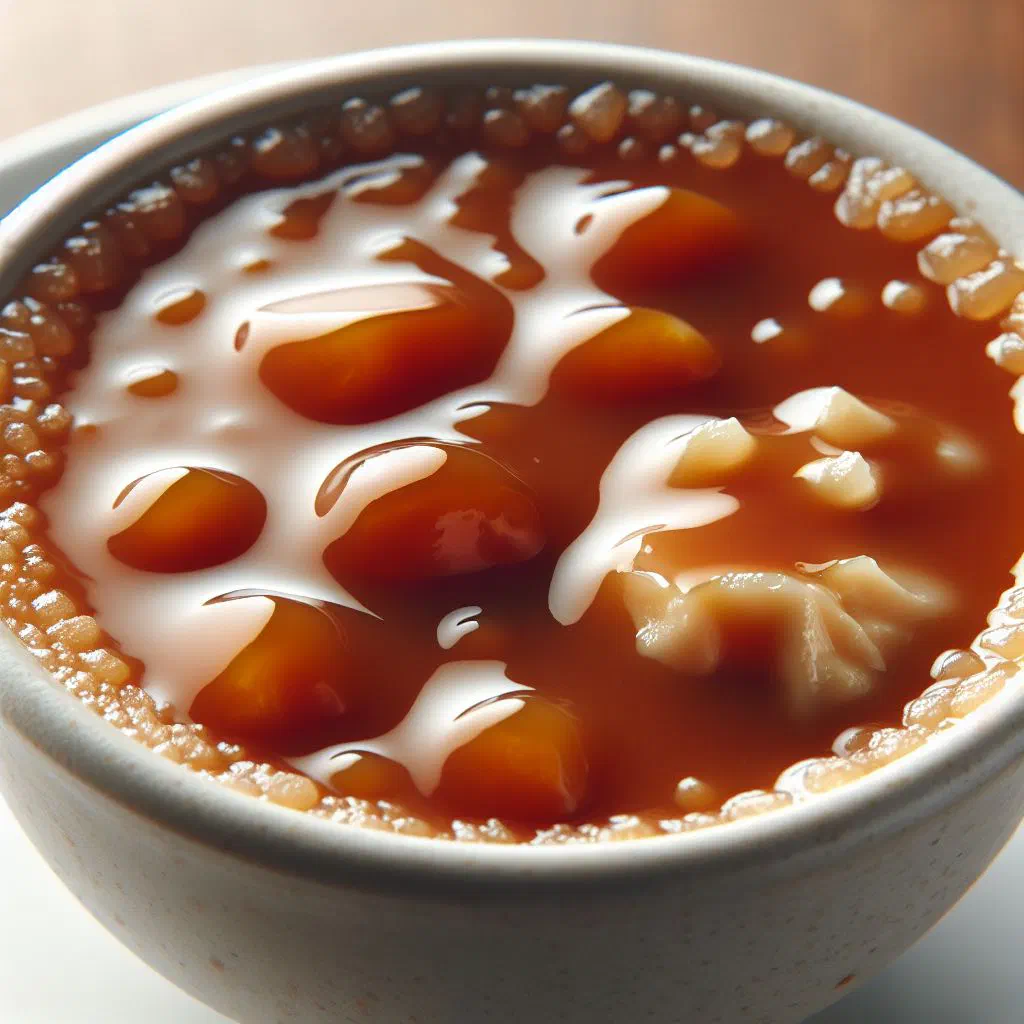 Bowl of Dominican dulce de leche cortada with curdled caramel milk and cinnamon