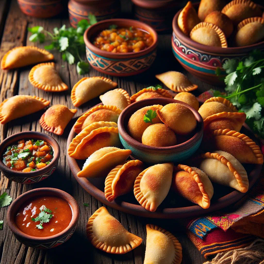 Golden fried cassava empanaditas on a plate with lime wedges