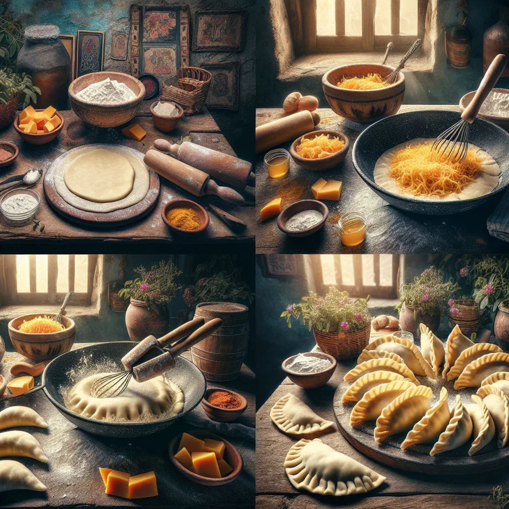 Golden fried Empanadas de Viento dusted with sugar on a plate