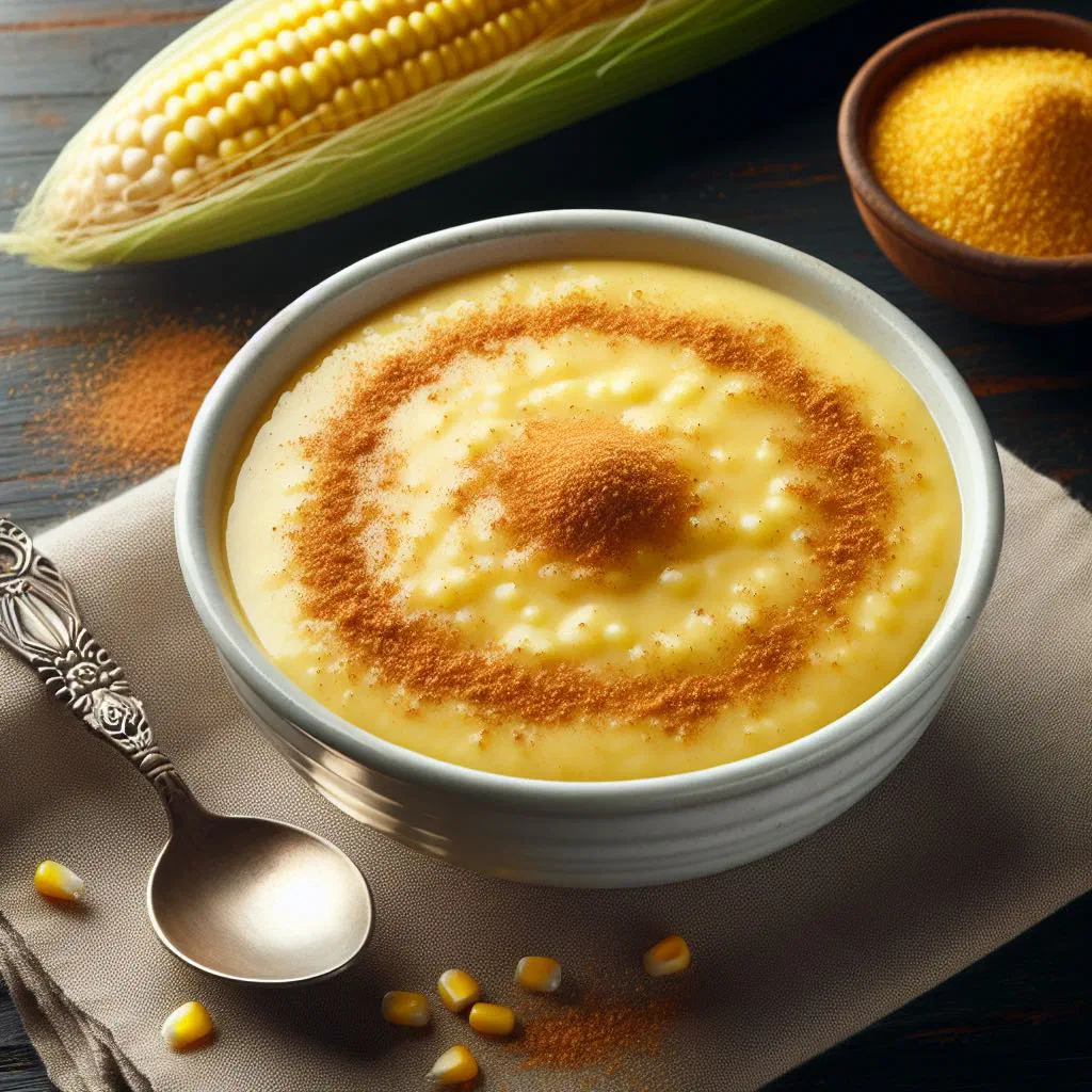 Creamy Ecuadorian natilla de maíz served in a small bowl with a dusting of cinnamon