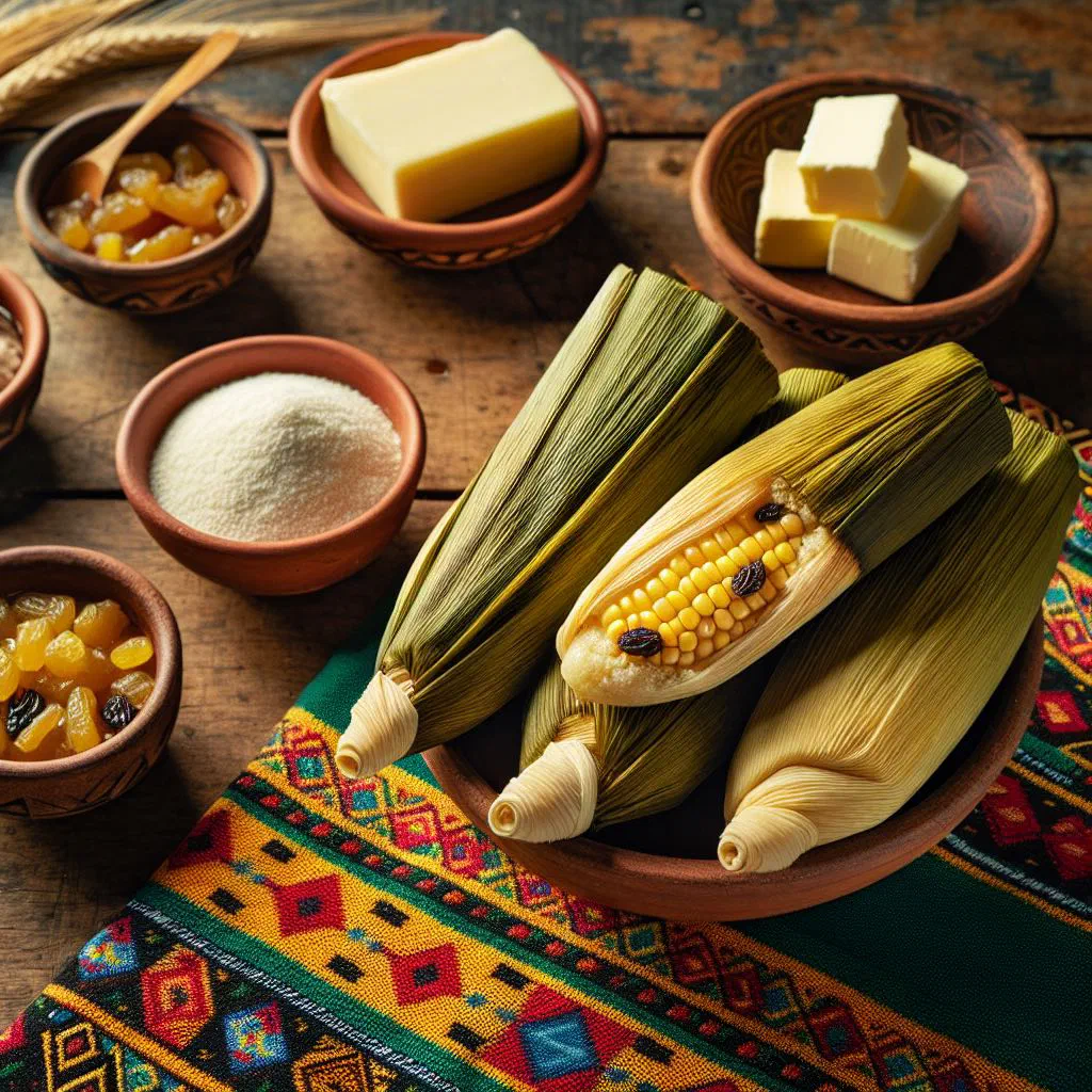 Sweet steamed quimbolitos wrapped and served on a plate