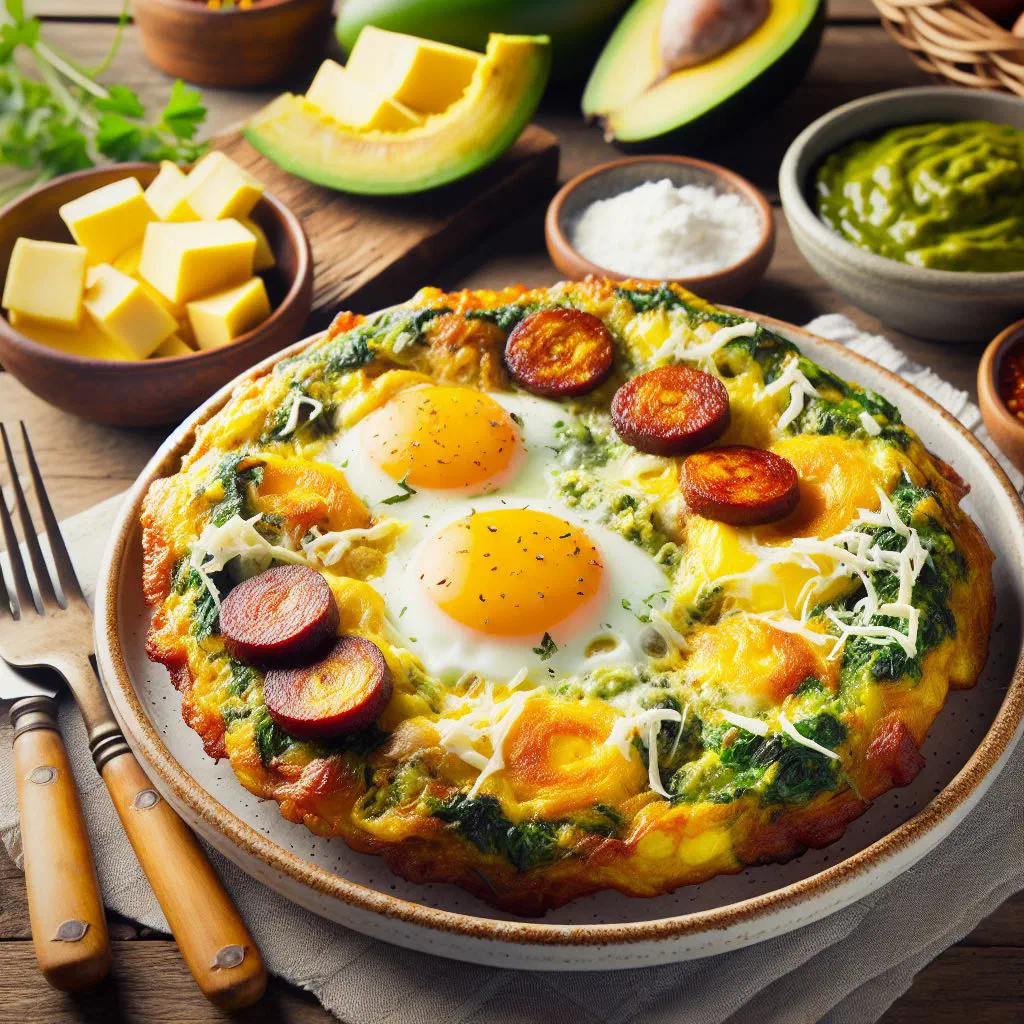 Ecuadorian tigrillo of mashed fried plantain with egg and cheese