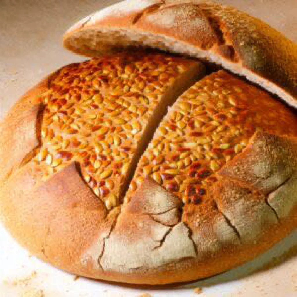 Golden round Aish Shamsi flatbread fresh from the oven