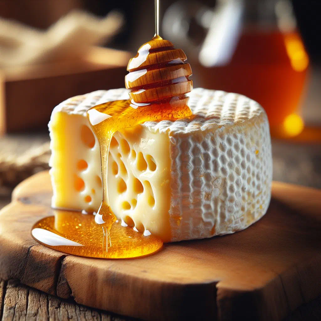 Baladi cheese drizzled with honey, served with fresh fruit and nuts