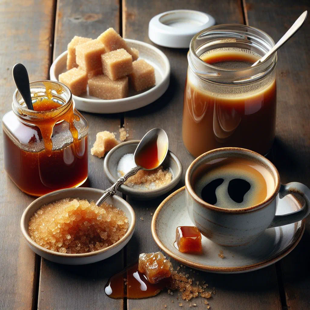 Egyptian caramelized coffee served in a small cup with a cinnamon stick