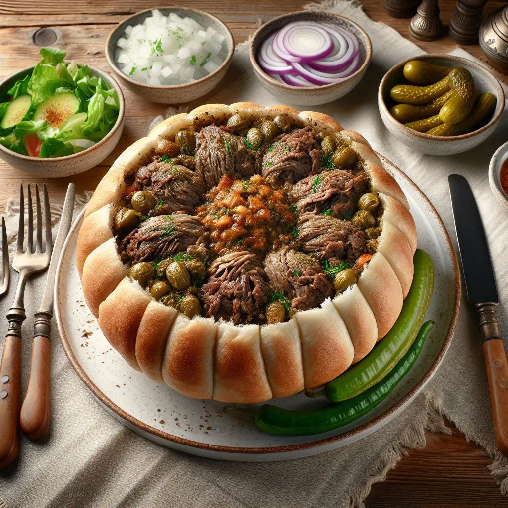 Slow-cooked spiced Egyptian meat garnished with fresh parsley