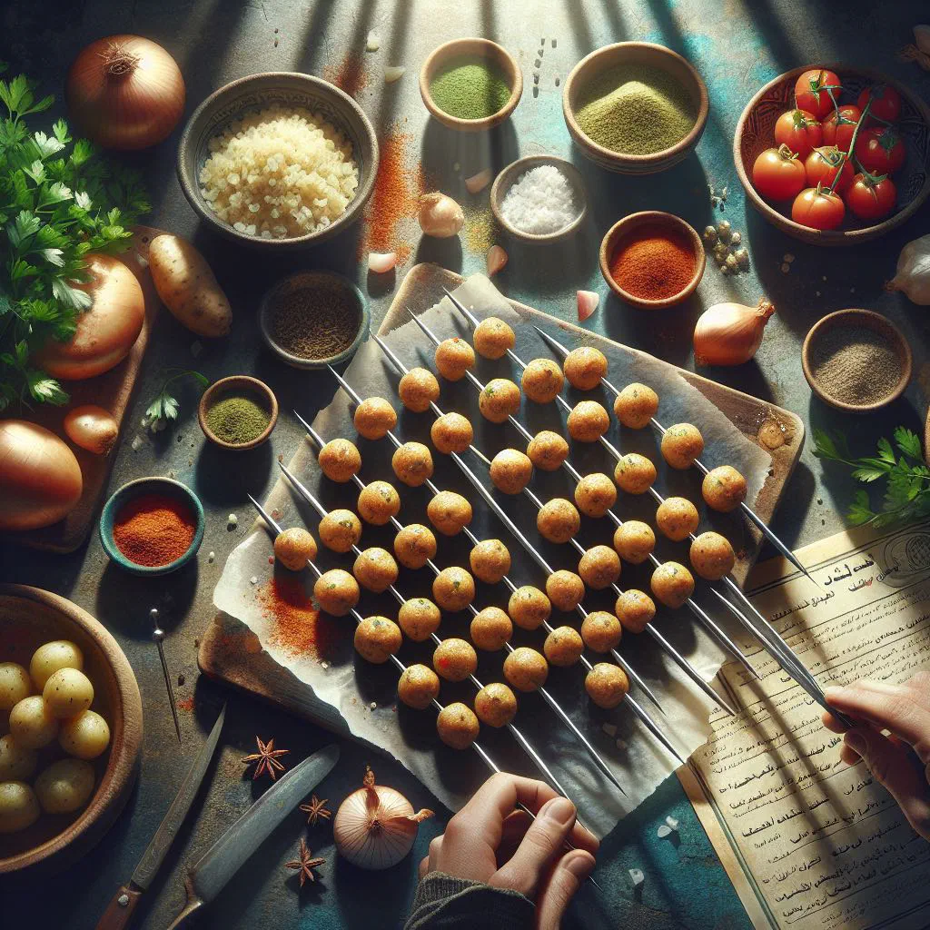 Crispy golden Egyptian potato kofta balls garnished with fresh herbs