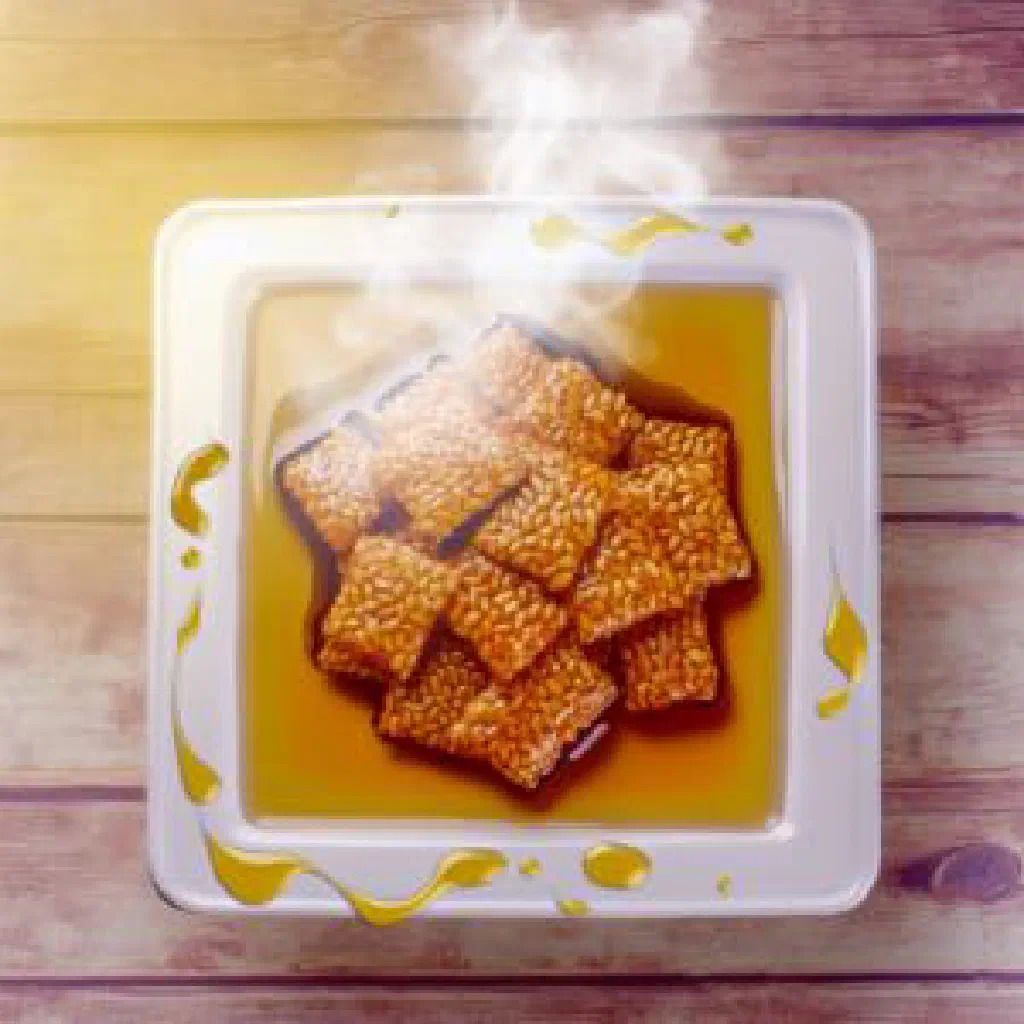 Pieces of Egyptian semsemia sesame and honey brittle on a plate