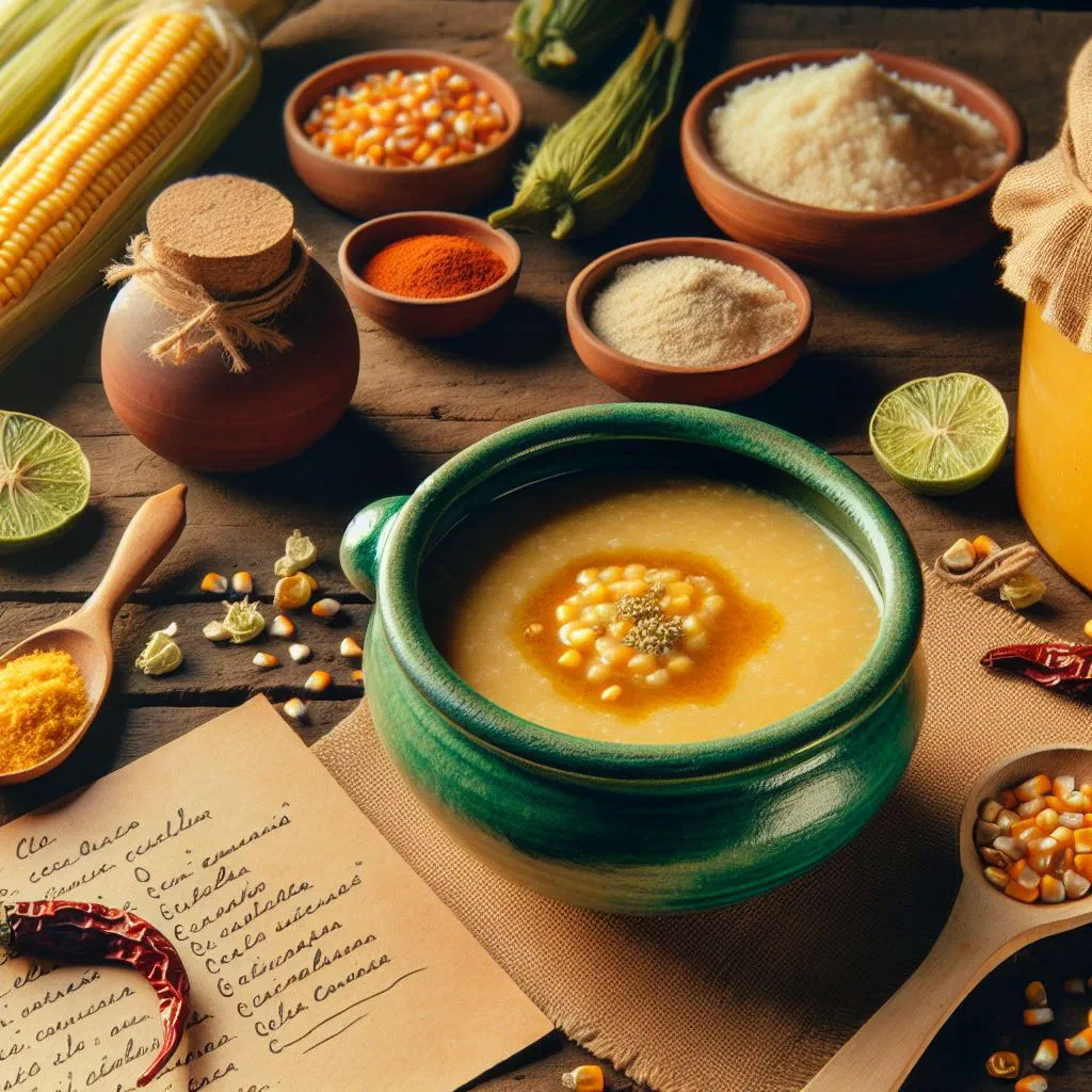 Warm cup of atol chuco, a creamy Salvadoran corn drink, dusted with cinnamon