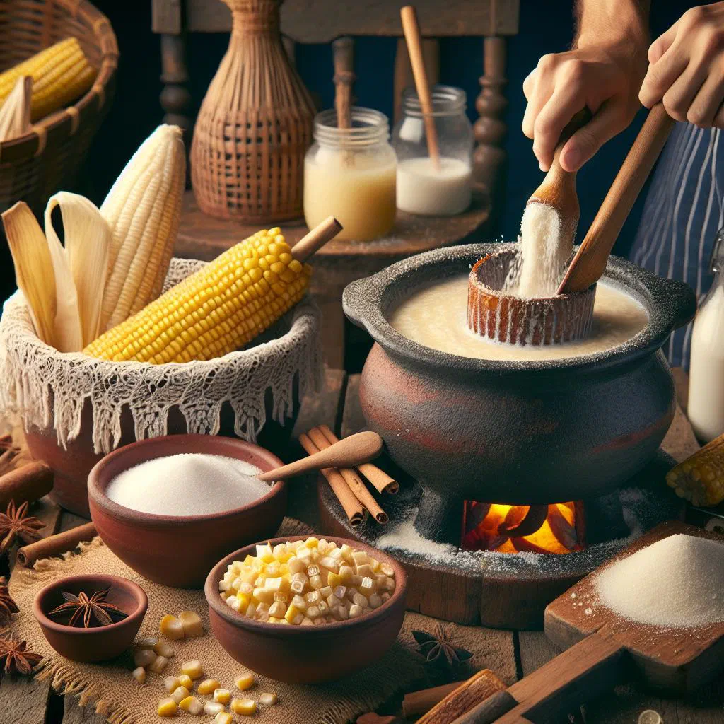 A warm mug of creamy Salvadoran atol de elote dusted with cinnamon