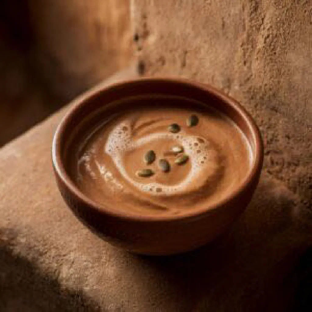 A creamy cup of Atol de Marañón dusted with cinnamon