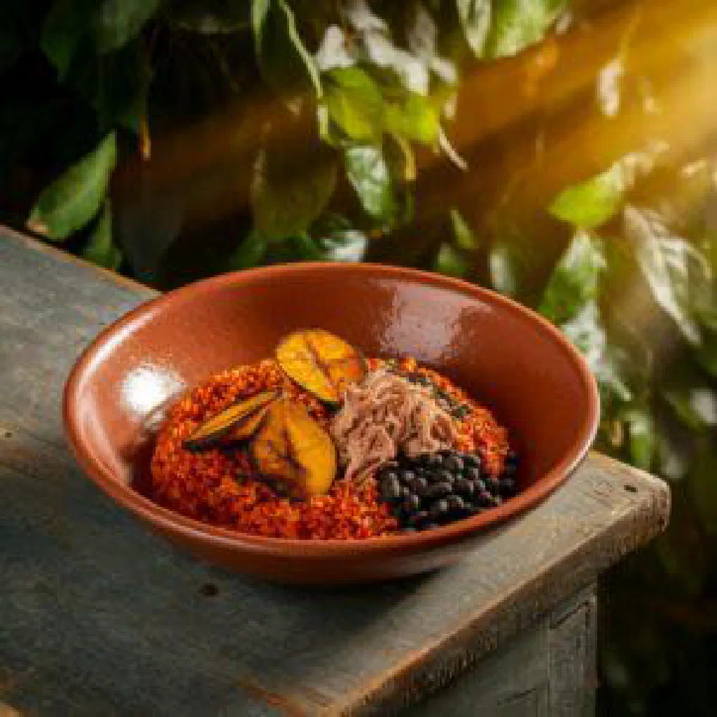Casamiento, a Salvadoran mix of rice and black beans garnished with coriander