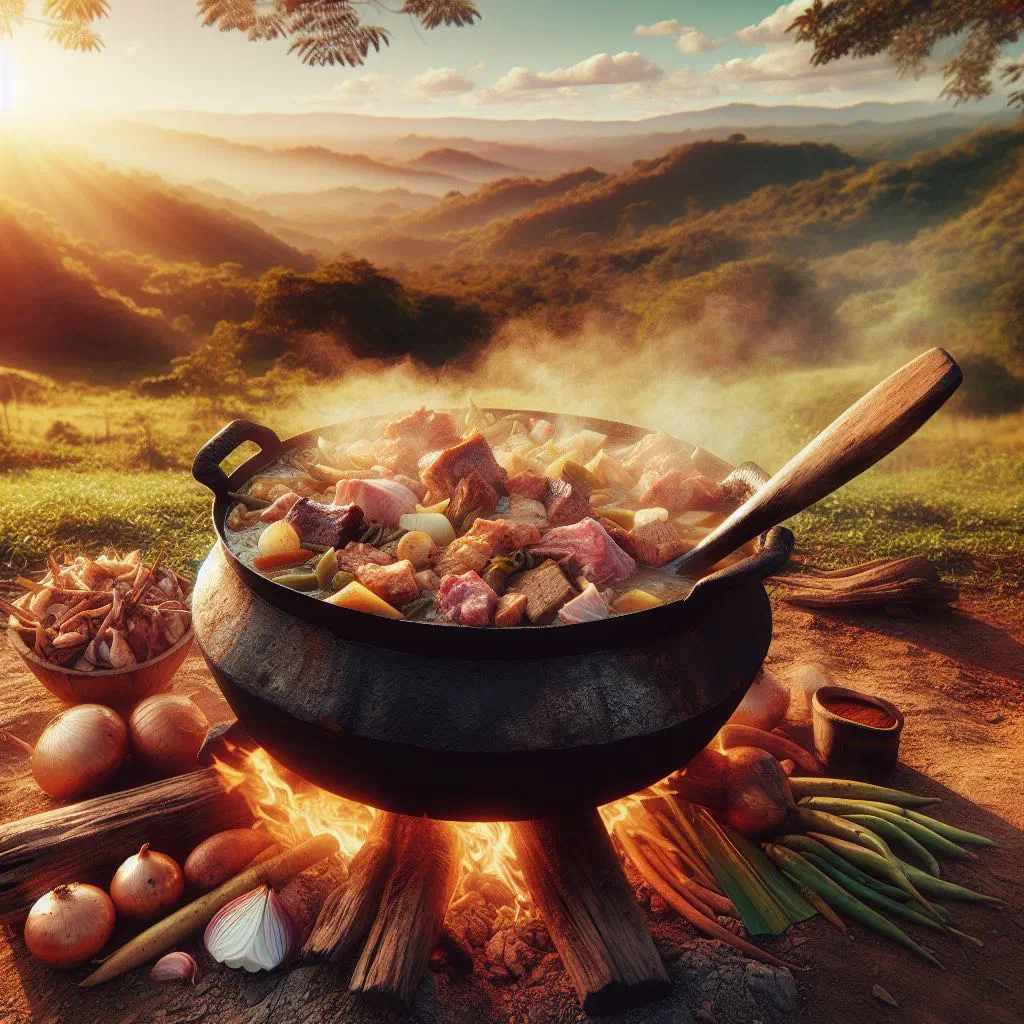 Chanfaina salvadoreña with rice, tender offal and spices garnished with fresh herbs