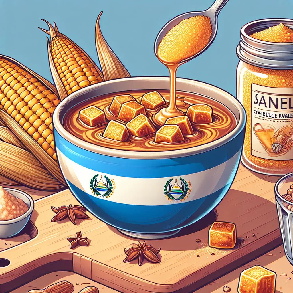 Warm chilate corn drink sweetened with panela in a rustic cup