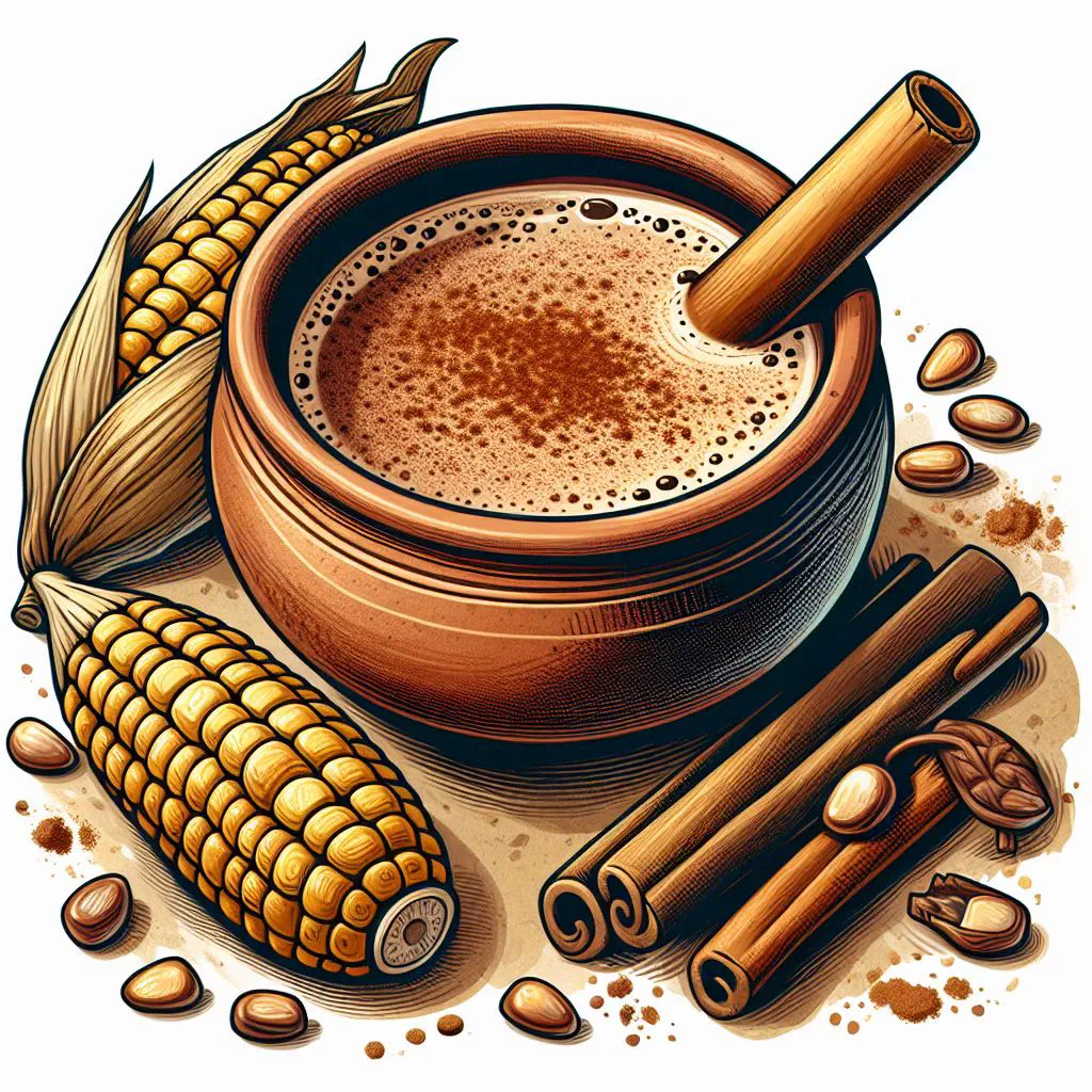 A warm cup of Salvadoran chilate topped with cinnamon