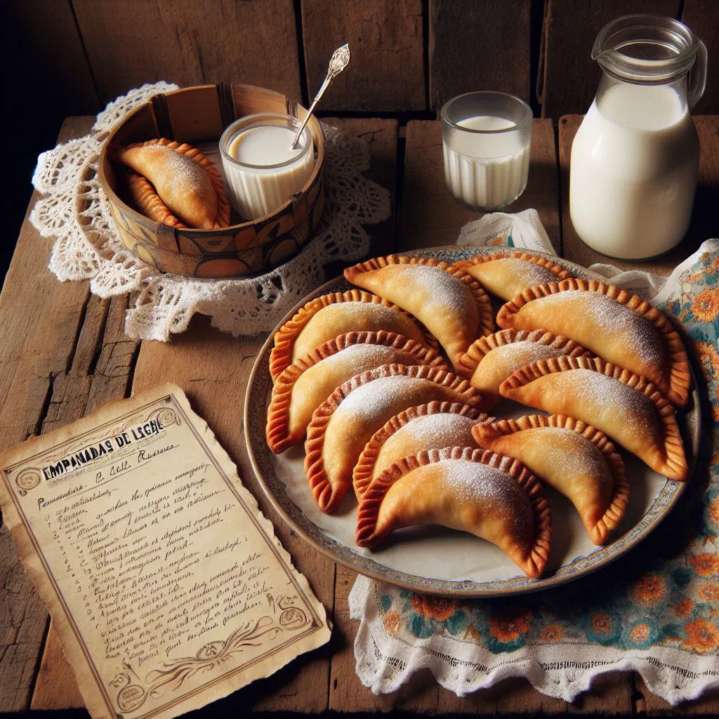 Golden sweet empanadas de leche filled with milk custard