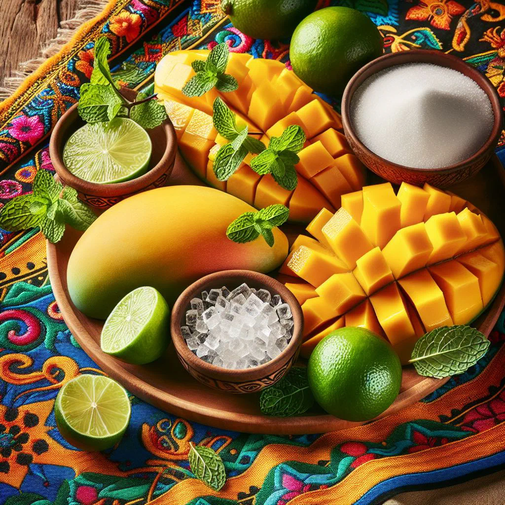 Sweet cinnamon-spiced mango slices in syrup served in a glass
