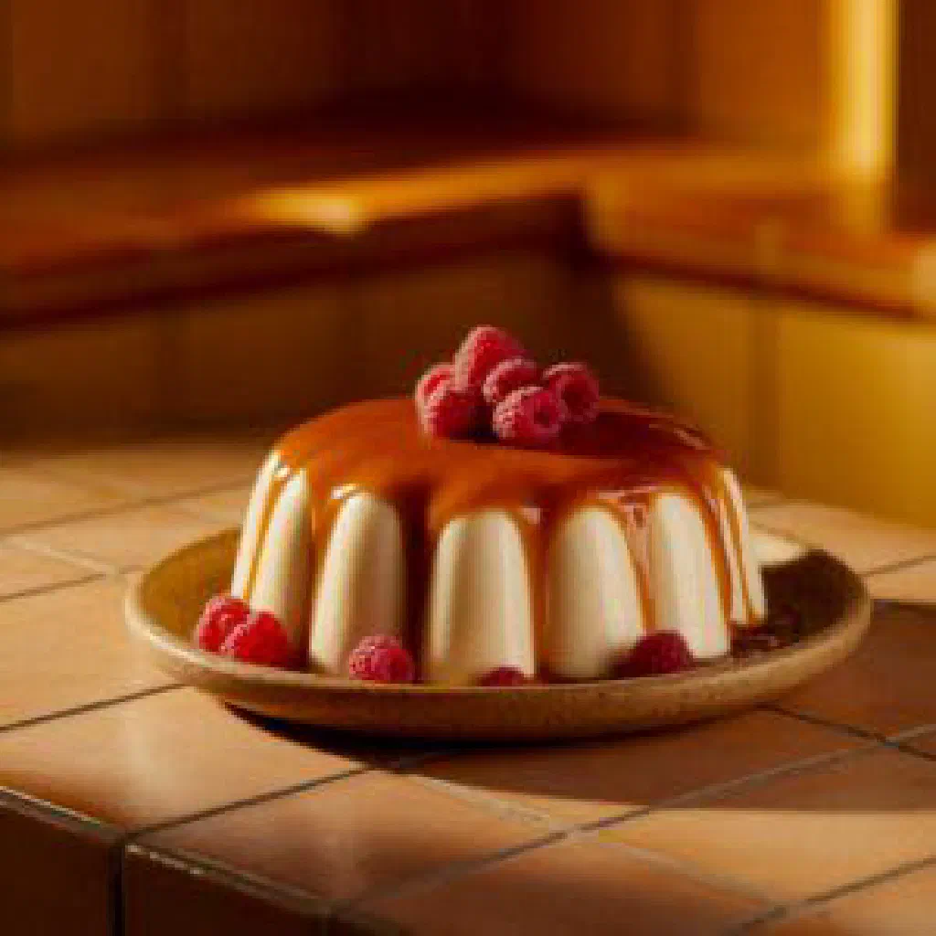 Slice of pastel de tres leches soaked in milk and topped with cajeta caramel