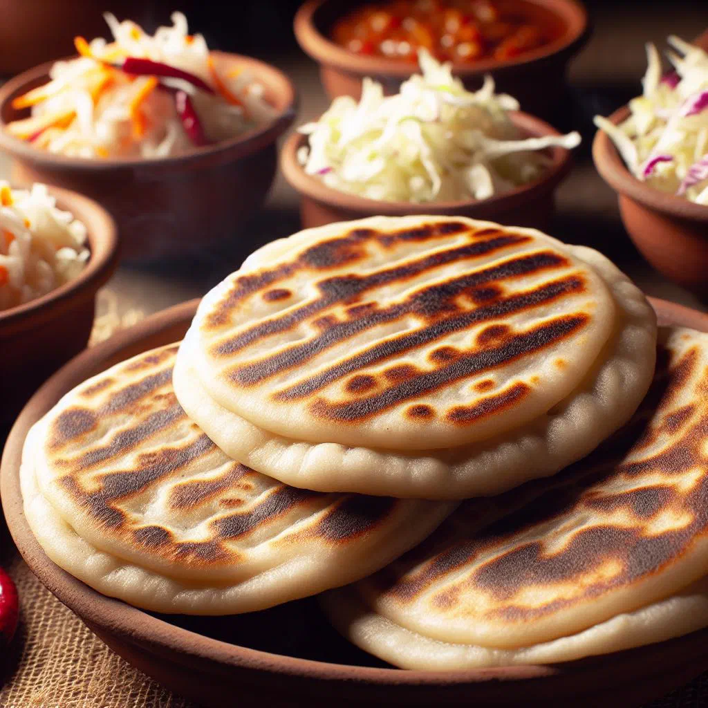 Golden rice pupusas stuffed with melted cheese, served warm