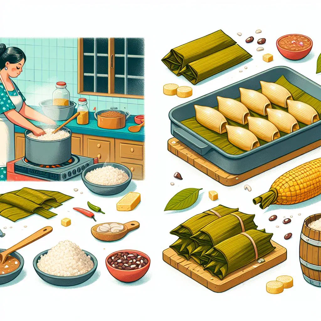 Steamed tamales pisques wrapped in banana leaves on a plate