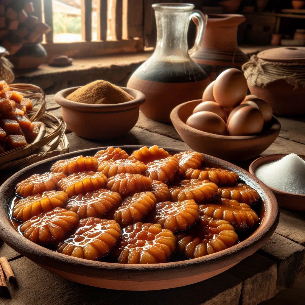 Golden fried torrejas dusted with cinnamon and sugar on a plate