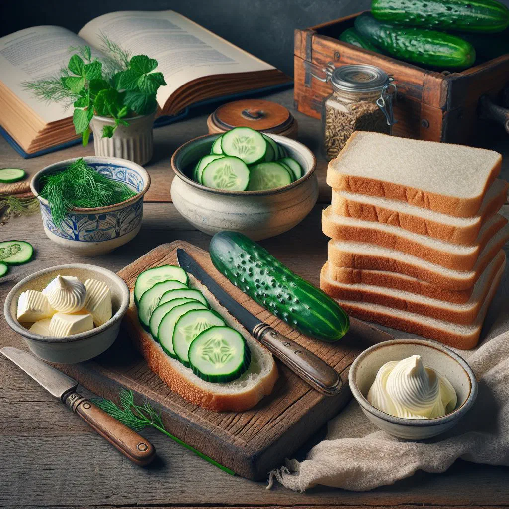 Crustless cucumber sandwiches cut into neat triangles on a plate