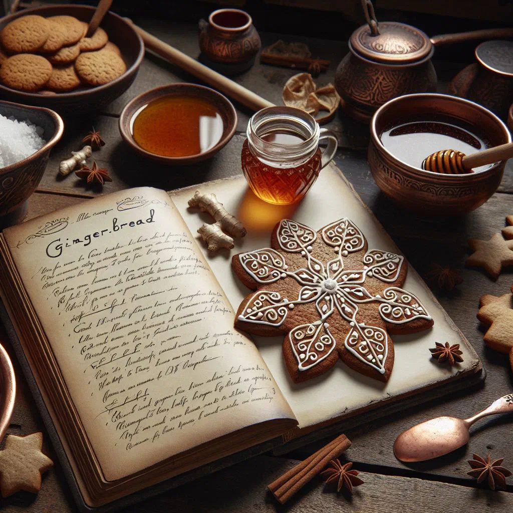 Slices of dark, moist gingerbread on a wooden board